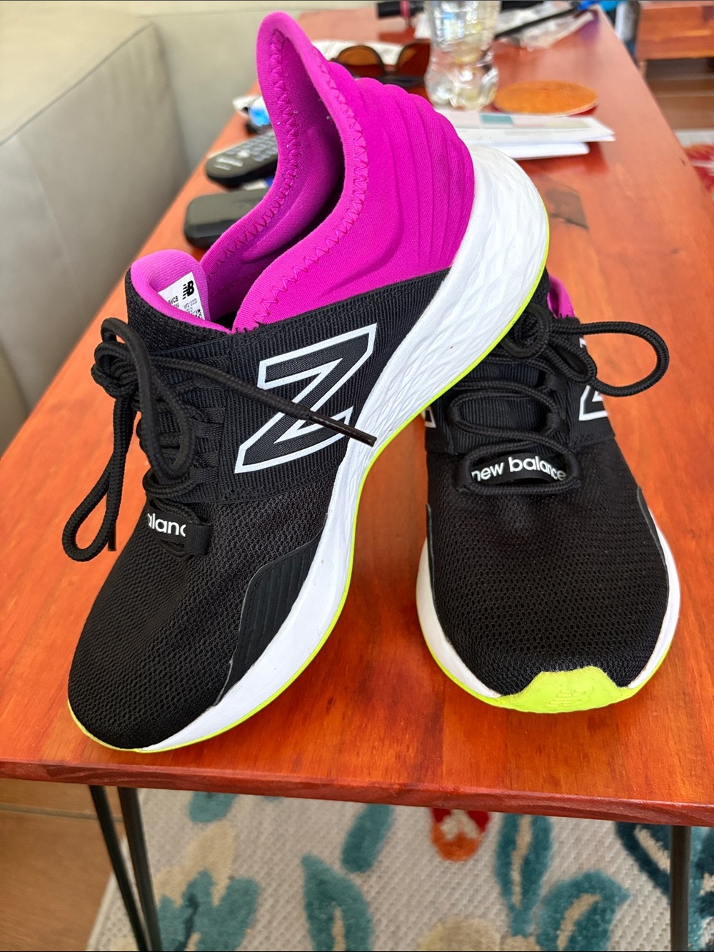 New Balance Women's Black, Hot Pink & Neon Yellow Athletic Sneakers